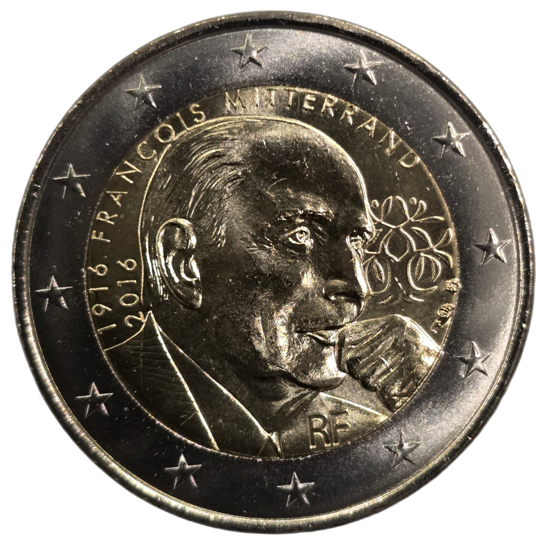 2 euros conmemorativa Centenario del nacimiento de François Mitterrand
